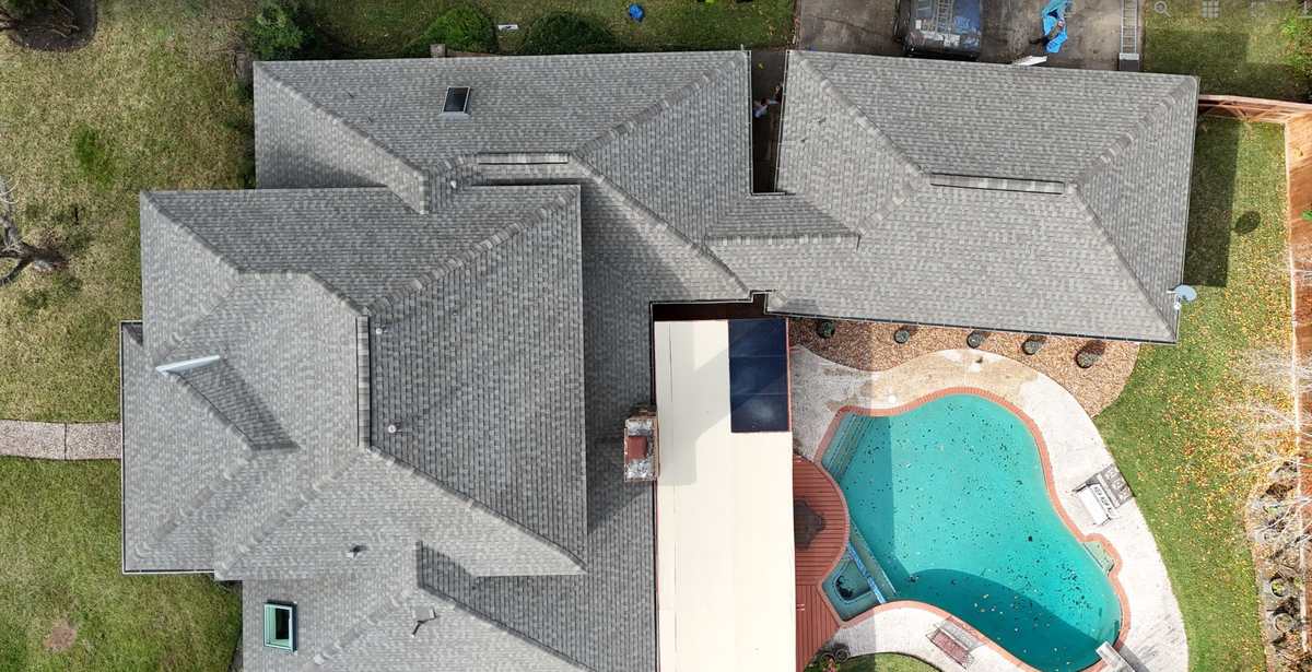 Completed roof aerial view