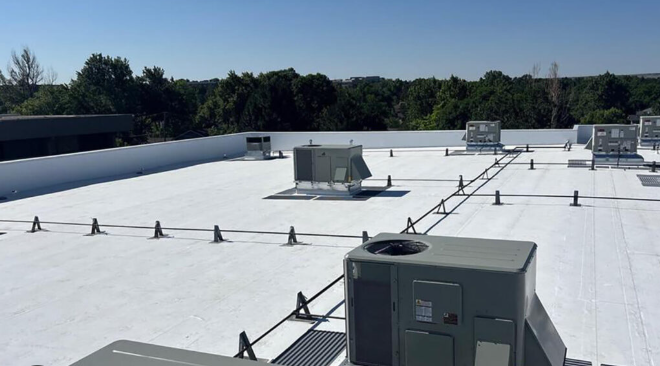 Commercial TPO flat roof HVAC units