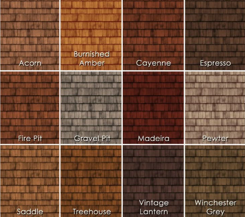 Faux wood shake shingle color options